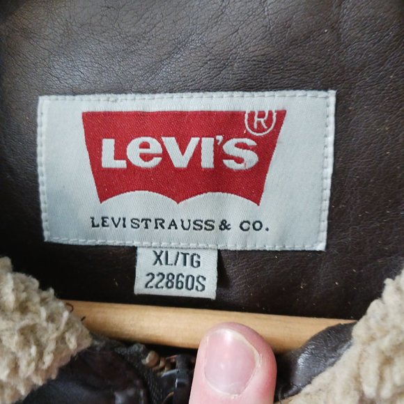 Faux leather coat jacket Levi's sherpa dark brown for men - Picture 6 of 10